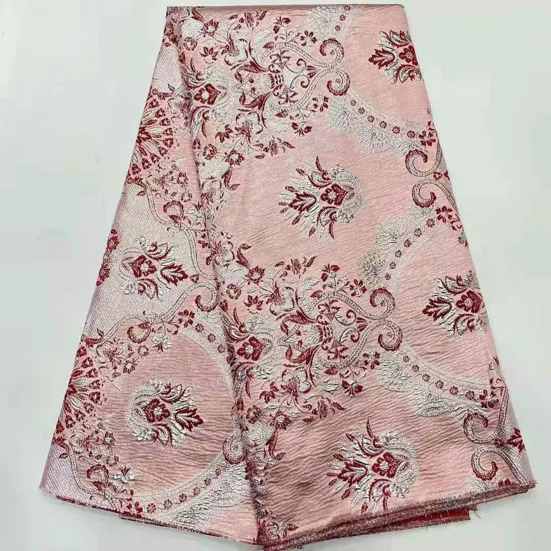 

Latest Jacquard Fabric Brocade Lace Tissu Top Selling African Tulle Net Lace Fabric Brocade Fabric for Nigerian Wedding VKM4930