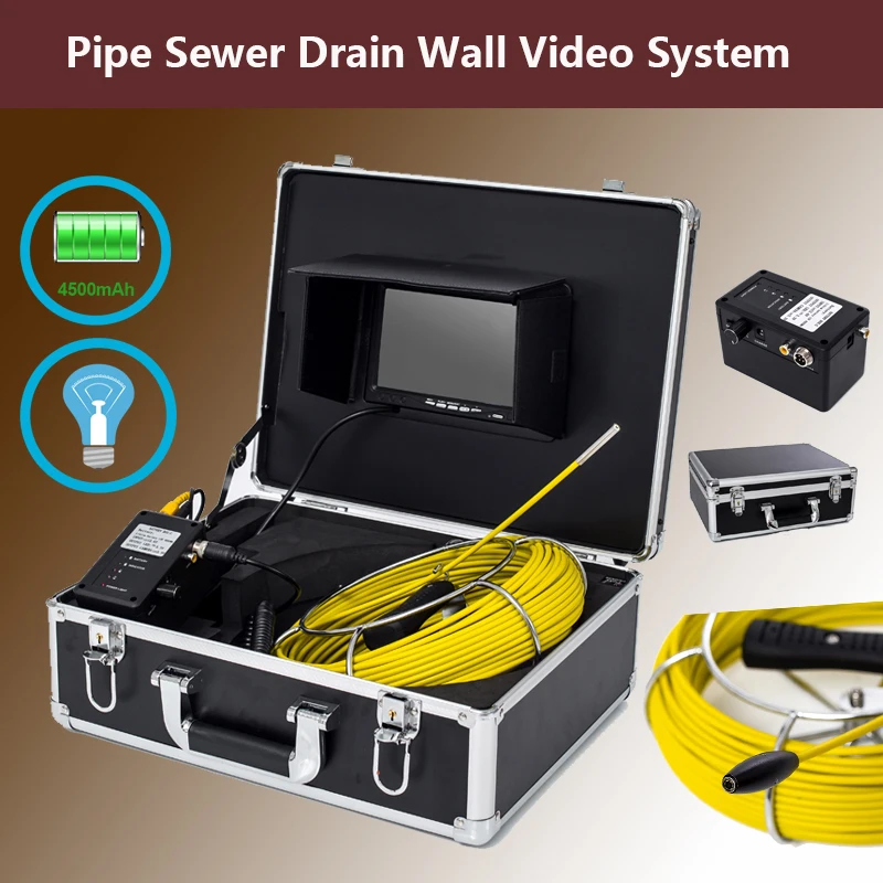 

1000TVL Video Camera Diameter 6.5mm 20m 7inch Industrial Pipe Sewer Drain Endoscope Inspection System With 6pcs Adjustable LEDS