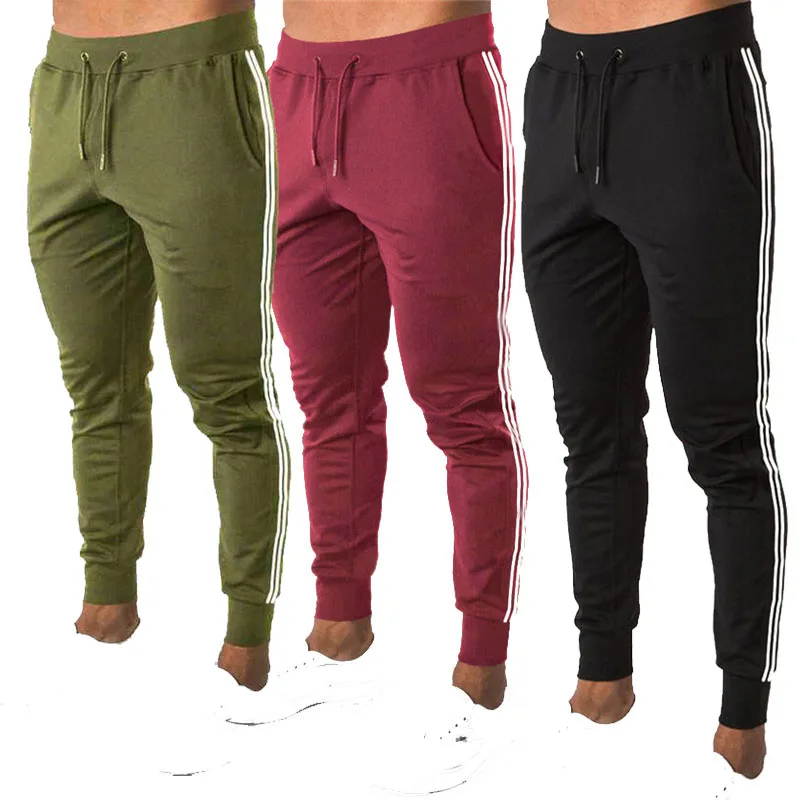 

New Jogging Pants Men Stripe Sweatpants Cotton Running Pants Men Joggers Trackpants Slim Fit Pants Bodybuilding Trousers