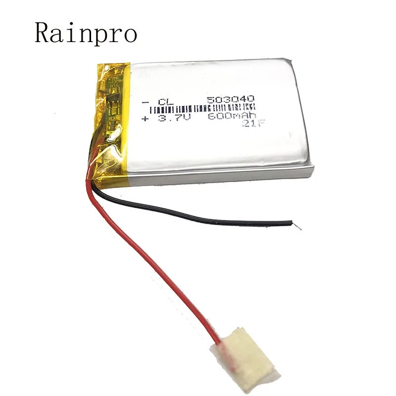 1 sztuk/partia 503040 053040 3.7V 600mah MP3 MP4 głośnik z płytą ochronną polimerowa bateria litowa