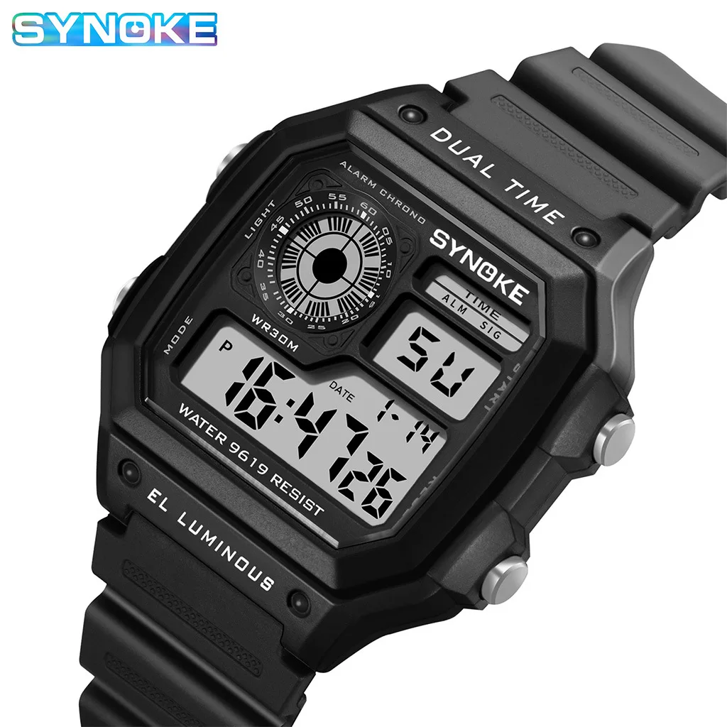 

Digital Watches Sport 3ATM Waterproof StopWatch Hourly Reminder Calendar LED Blacklight