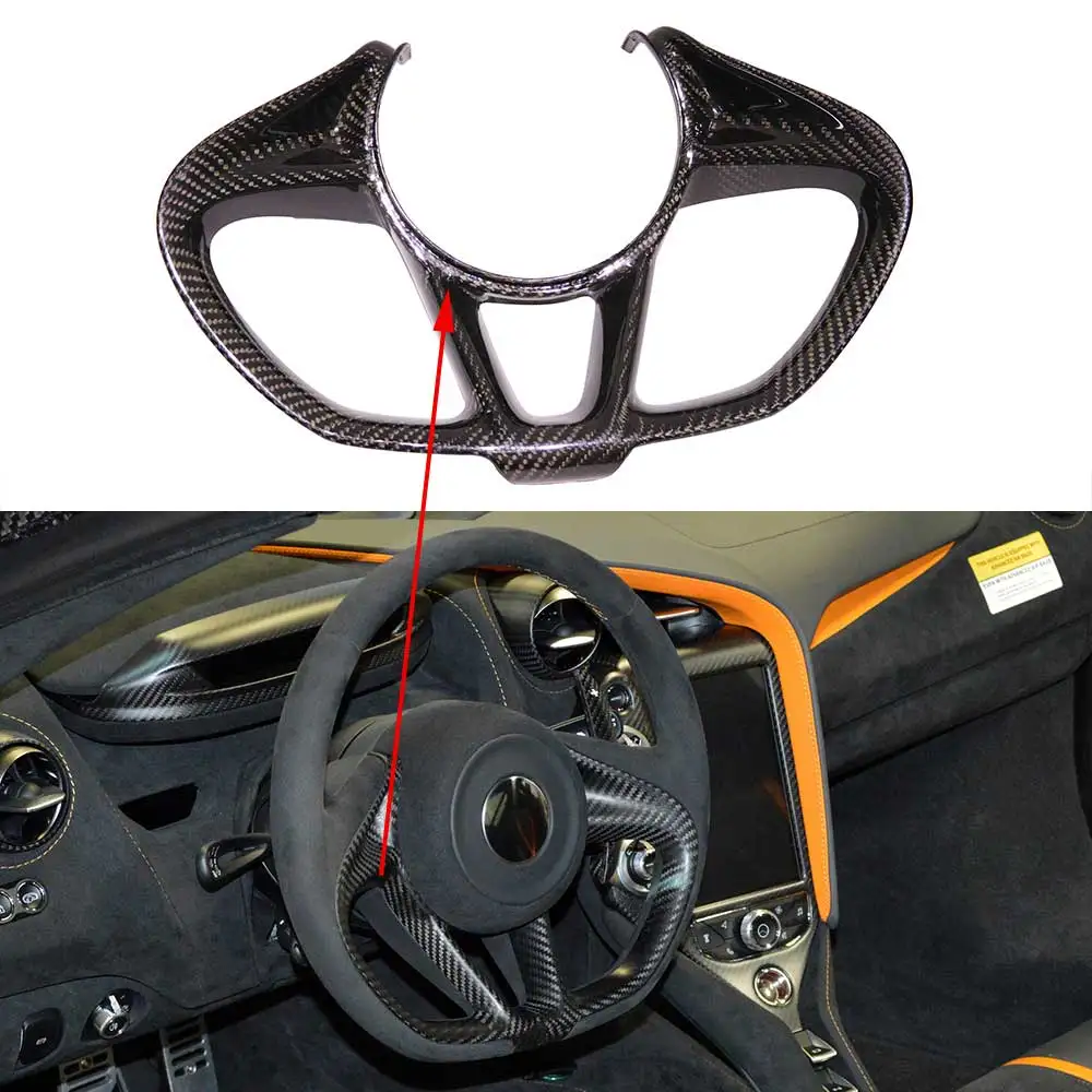 

720s Steering Wheel Dry Carbon Fiber Interior Trims For Mclaren 720s Original Car Steering Wheel Panel Cover Trims Decoration