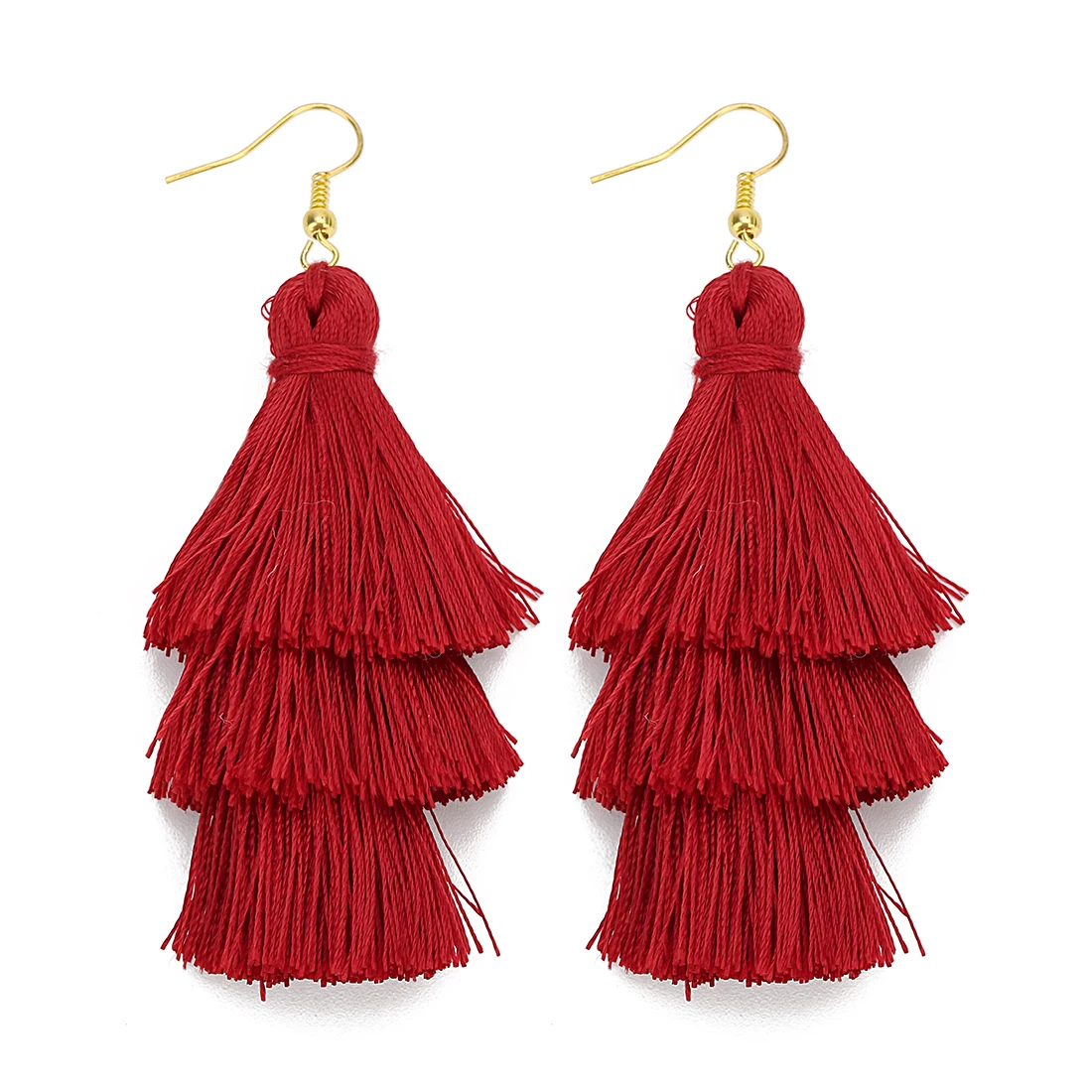 2020 3 Layered Bohemian Fransen Luxus Erklärung Quaste Ohrringe 2020 Boho Mode Schmuck Frauen Lange Tropfen Baumeln Ohrringe – Detail 37