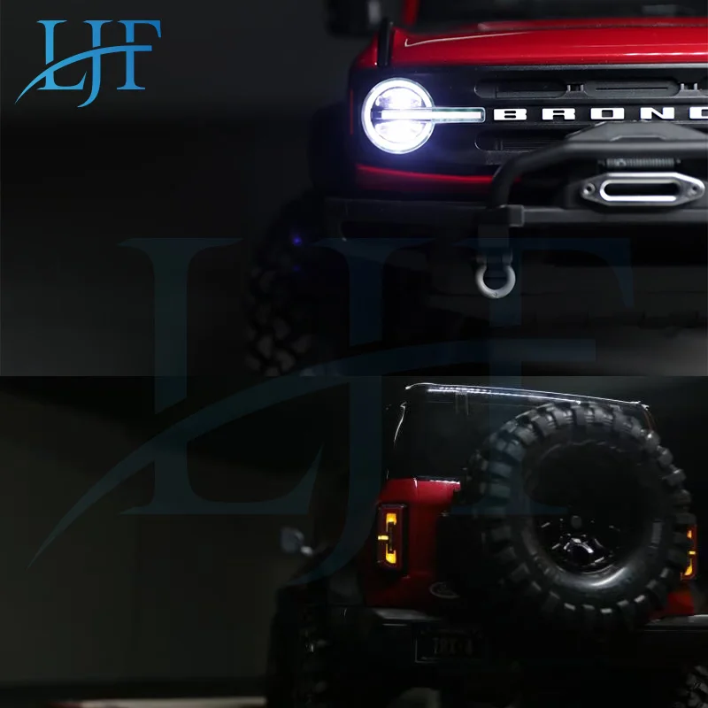 LJF 2021 new LED Light System Front & Rear Lamp Group for 1/10 RC Car Traxxas TRX4 Ford Bronco Front and Back Headlights L339