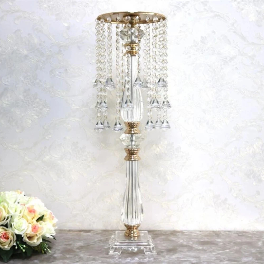 

70 CM/ 27.6" Tall Gold Acrylic Flower Rack Wedding Centerpiece Event Table Wedding Road Lead Party Decoration 10 PCS/ Lot