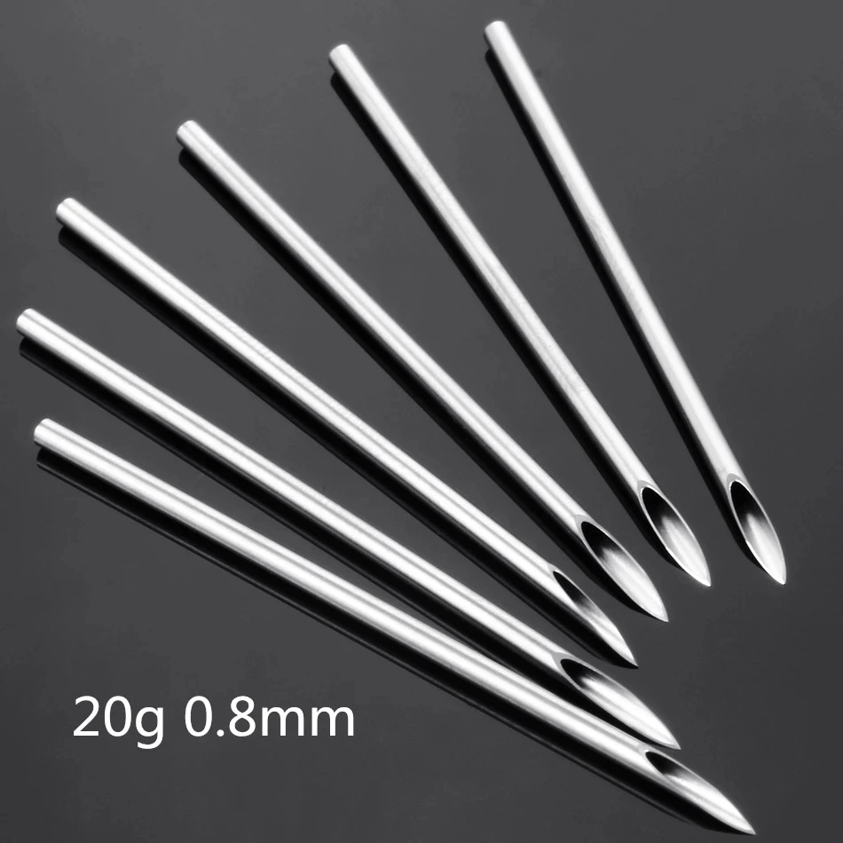 10pcs/pack Piercing Tattoo Needles 20G 0.8mm Stainless Steel  Nose Lip Ear Sterile Needles For Beauty Body Piercing Jewelry Tool