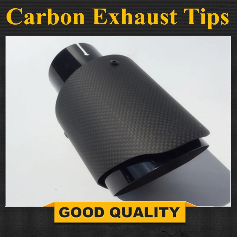 

Universal Car styling Exhaust Tail Pipes Matt Carbon Fiber Muffler Tip Tail End Stainless Steel Black For Bmw E90