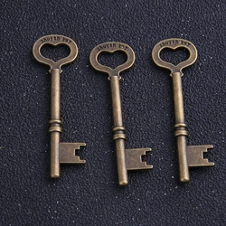 4pcs/lot Lovely Heart Key Pendant Charms Jewelry Findings 17*58mm Vintage Metal Key Pendant