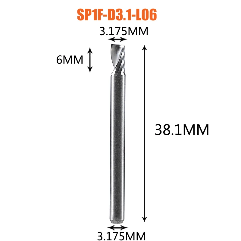 1 st AAAAA CNC Acryl Hout Aluminium Frees 1-12mm 3D Graveren Enkele Fluit Frees Spiraal frees Houtbewerking