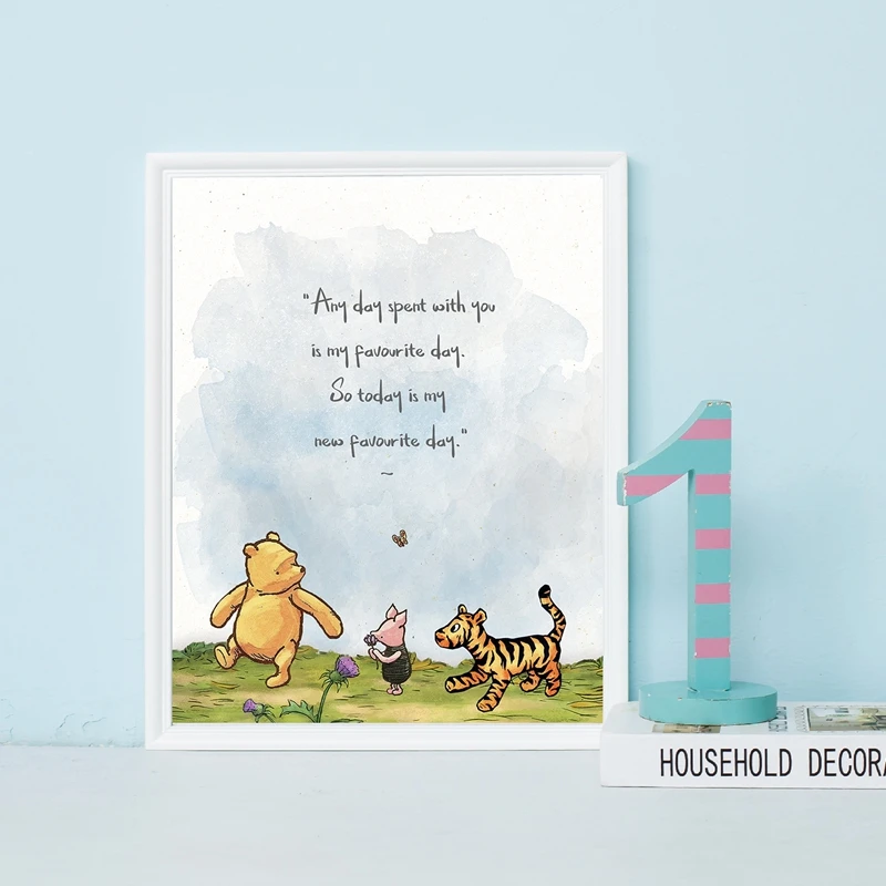 Winnie the Pooh Poster Classic Cartoon Prints Baby Shower Gifts Nursery Wall Art Canvas Painting Pictures Kids Room Decor