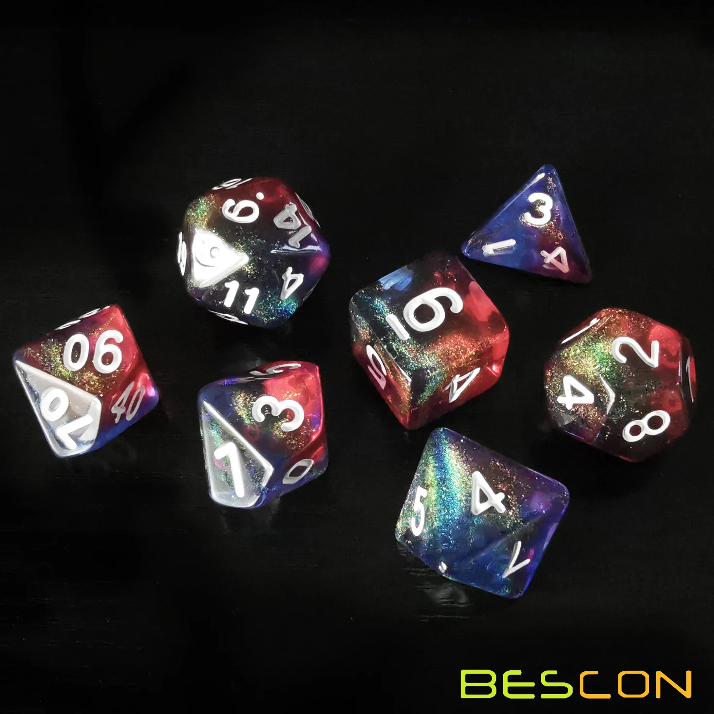 Bescon New Moonstone Dice Valor Stone, Polyhedral Dice Set of 7