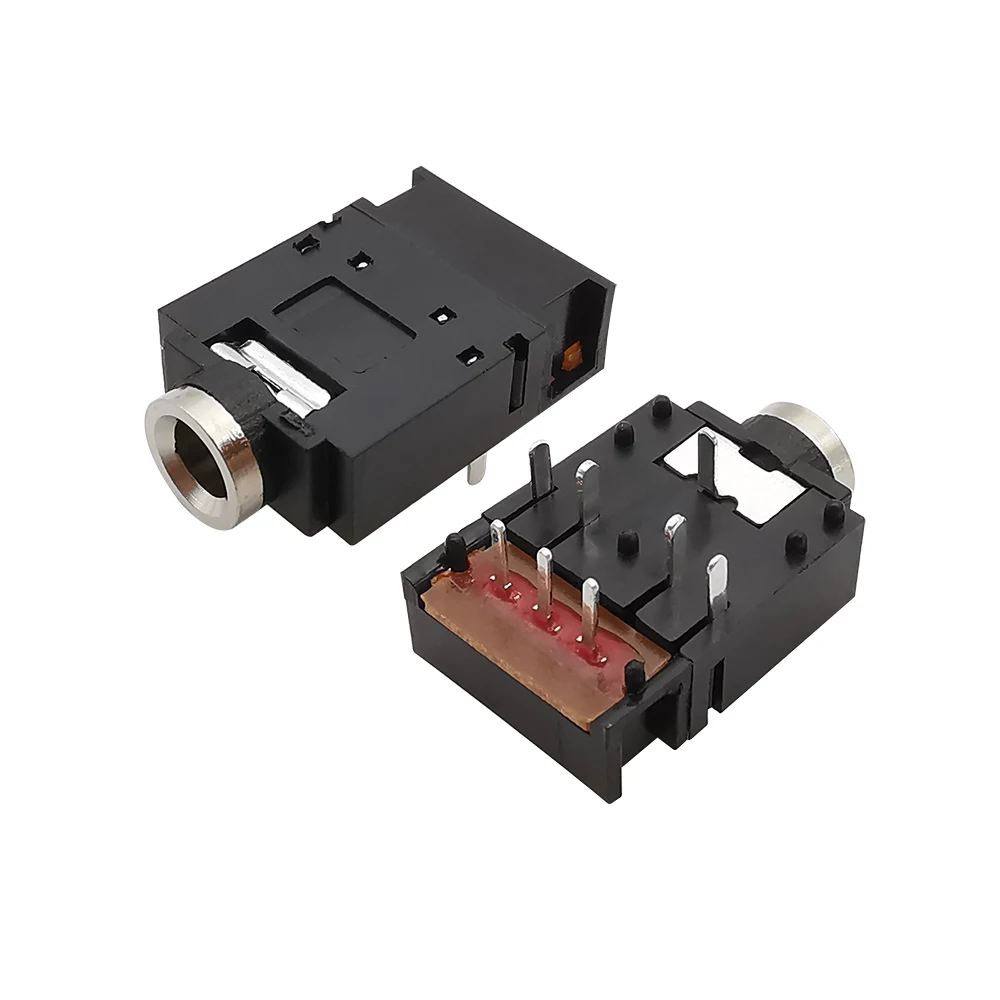 PJ-307 3.5mm Female Stereo Audio Jack Socket Connector 8 Pin 3.5mm Dual Channel Headphone Jack Connector Wth Switch PJ307