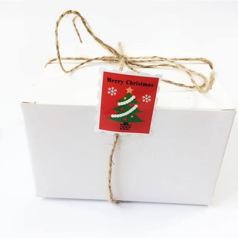 100pcs/lot Colored Christmas Stamp design Kraft Seal Sticker Kraft Paper Material stick DIY Multifunction gift sticker