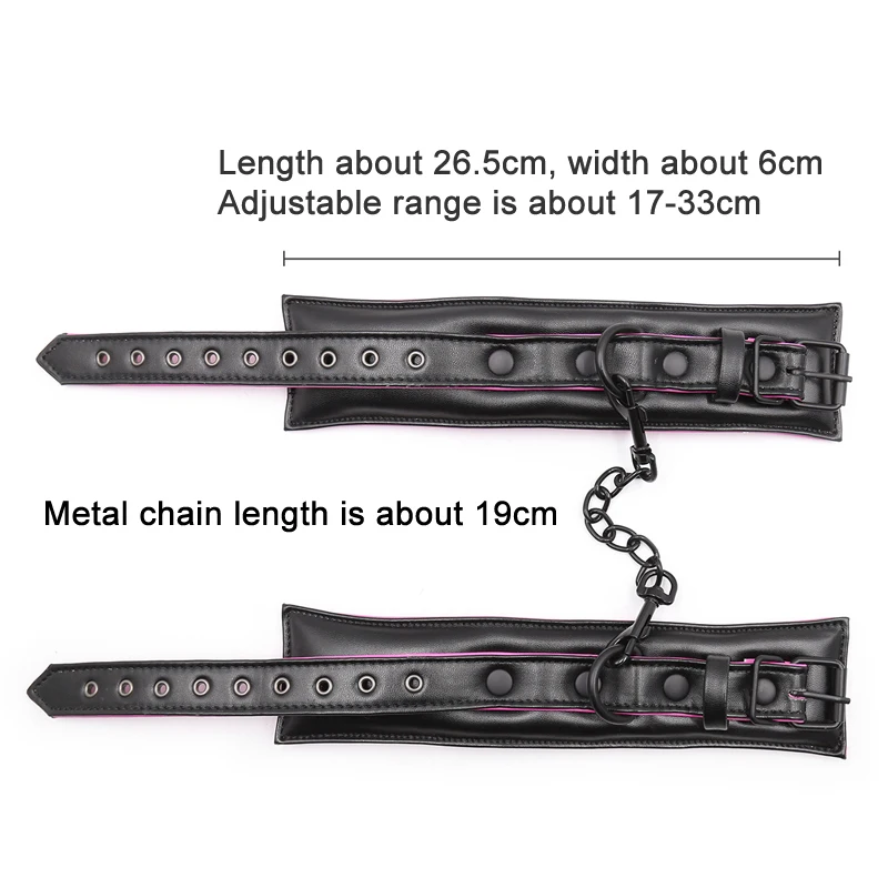 Esposas ajustables de cuero Bdsm para mujer, Juguetes sexuales, cadena de hierro, ataduras de Bondage, juegos para parejas