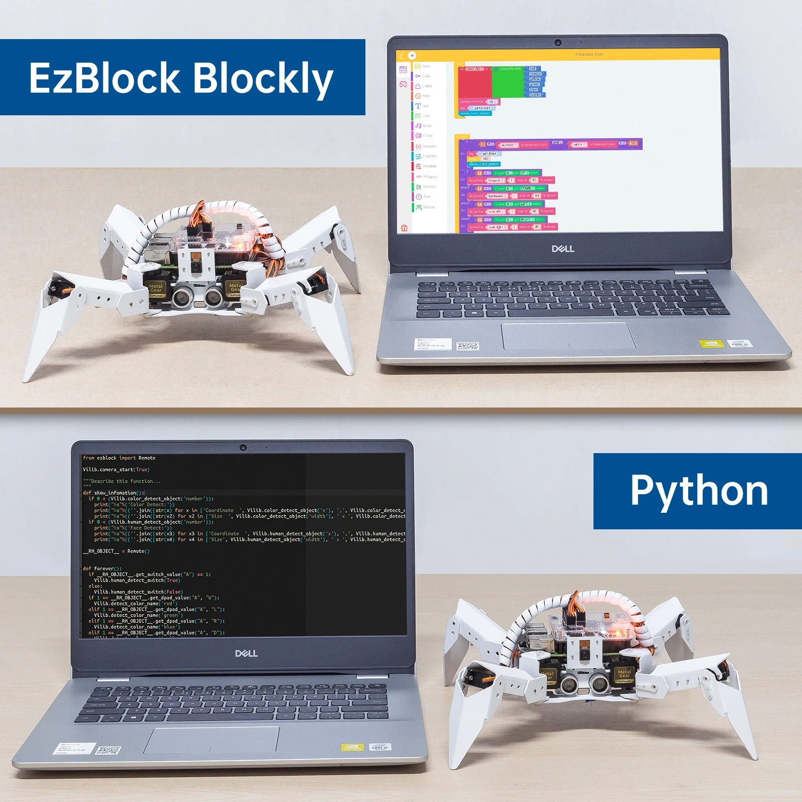 Cc sunfounder picrawler ai kit robô para raspberry pi, diy robôs biônicos, controle remoto por pc tablet celular