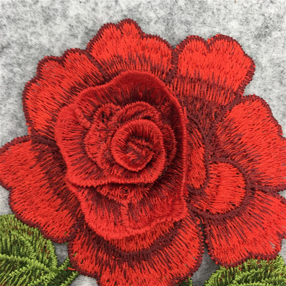 Women\'s embroidery rose flower decoration applique fabric sewing DIY clothing craft supplies accessories 1 piece for sale