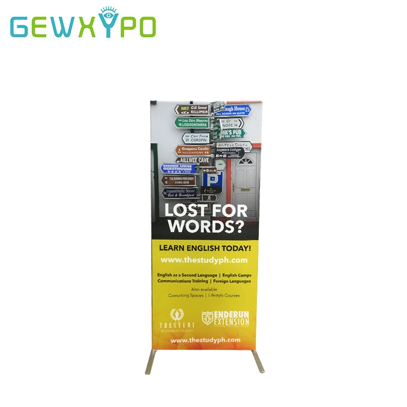 Economy 3ft Wide Square Corners Iron Feet 25mm EZ Tube Expo Display Advertising Banner Stand With Your Own Design Printing