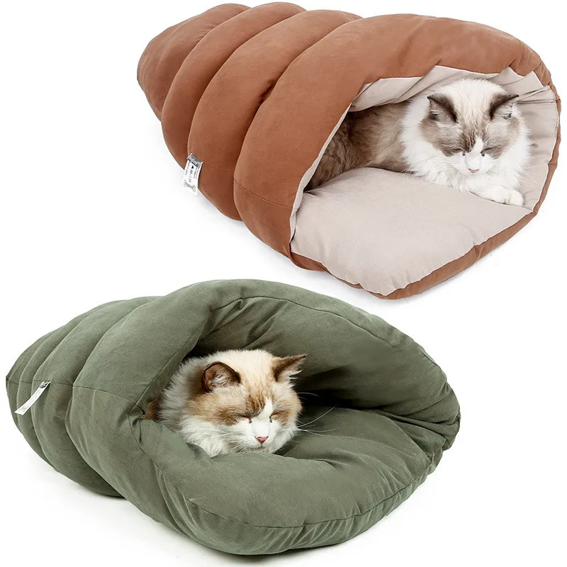 

Winter Warmth Thickened Snail Cat Litter Cat Sleeping Bag Snail Shell Design Cat Deep Sleep Bed Mat Pet Supplies