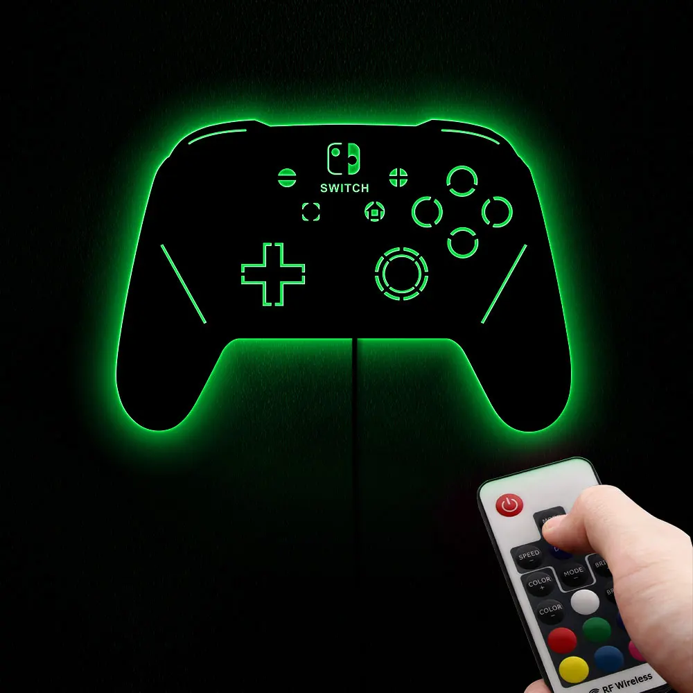 Gamepad Controller Luminous Wall Mirror Video Game LED Lighting Decor Boy Room Gaming Zone Wall Sign For Cool Light Gamer Gifts