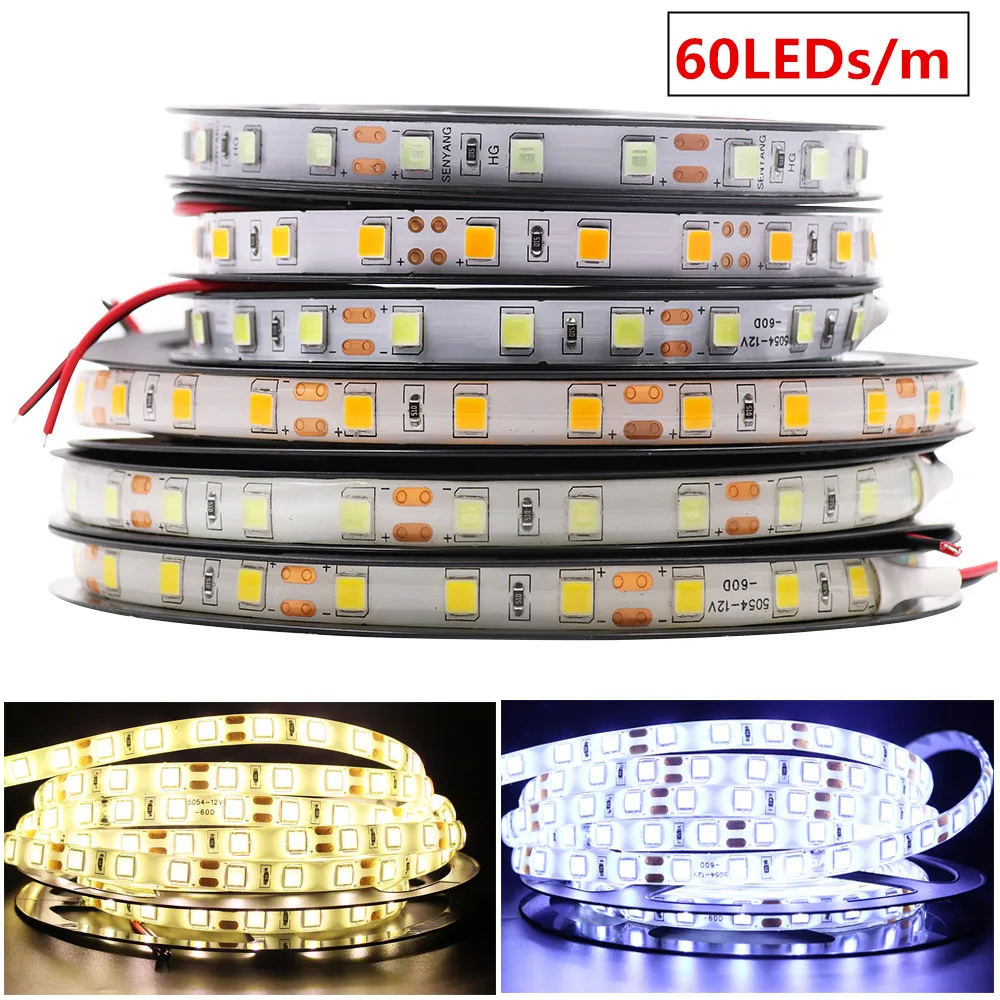 Taśma LED 5054 Super jaśniejsze 60 leds/m 120 leds/m 12V LED listwa oświetleniowa do dekoracji wnętrz 5m zimny biały/ciepły biały 1m 2m 5m