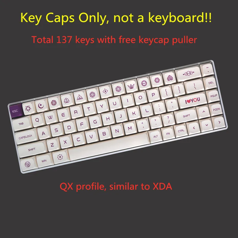 137 keys/set Violet on Cream VoC Key cap for MX switch mechanical keyboard PBT dye sublimation keycaps XDA profile 1.5mm