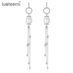 LUOTEEMI Drop Multiple Chain Tassel Long Dangle Earring for Women Bridal Wedding Party Jewelry for Girl Christmas Fashion Gifts