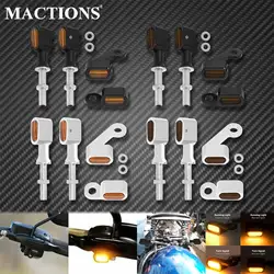 Motosiklet LED Ön + Arka Dönüş Sinyali Göstergesi Çalışan Işık Siyah/Krom Harley Sportster XL 1200 883 72 48 Roadster 04-24