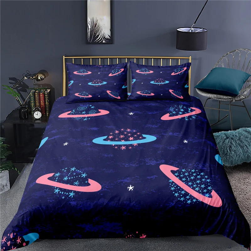 Home Textile Luxury 3D Cartoon Milky Way Print 2/3Pcs Comfortable Duvet Cover Pillowcase Bedding Sets Single Queen and King Size