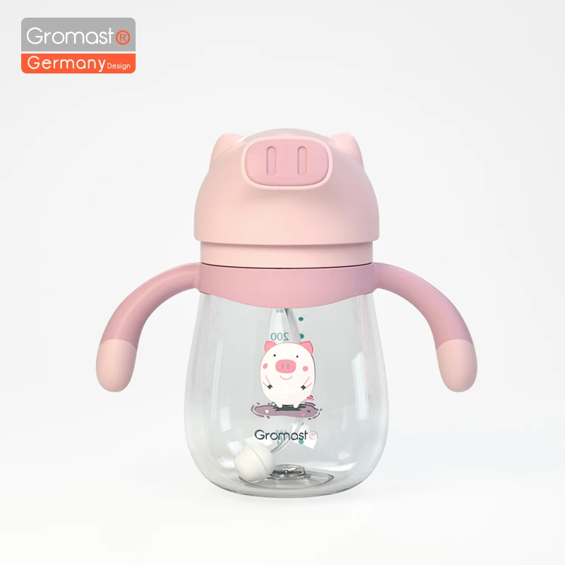 250ML Food grade toddler drinking cup with lid water bottles kids cups baby bottles sippy cup animal shape BPA free