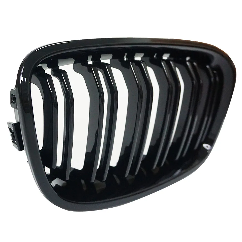 Grille de rein avant pour BMW Série 1, F20, F21, 2011, 2012, 2013, 2014, ligne à double lamelle, grille de course noire brillante, 256, haute qualité