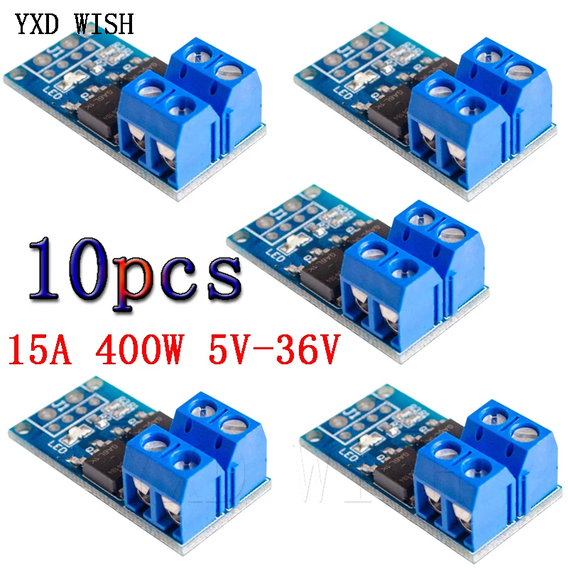 10PCS 15A 400W MOS FET Trigger Switch Drive Módulo PWM Regulador Controle Atual Painel Board Módulo Diy Kits Controle Motor