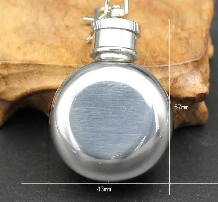 1oz 28ml Mini Stainless Steel Round Hip Flask with Keychain Liquor Alcohol Whiskey Wine Pot Small Flasks Drinkware SN1467