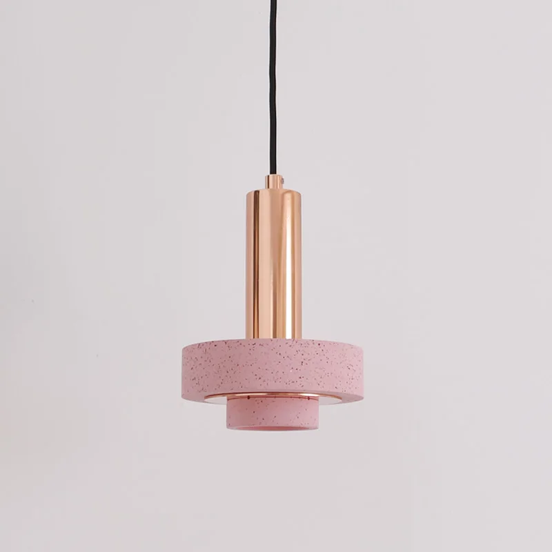 Mini Leuke Roze/Grijs Metalen Kleine Hanglamp Nordic Moderne Eenvoudige Nachtkastje Cafe Bar Kledingwinkel Terrazzo Droplight Nieuwe collectie