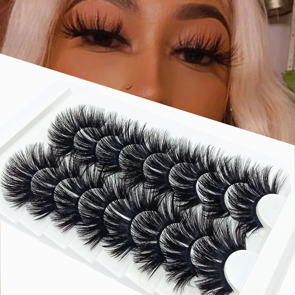 5/8 Pairs 25mm Mink Eyelashes Fluffy Dramatic False Lashes Natural Mink Eyelash Extensions Makeup Tools Eyelashes wholesale