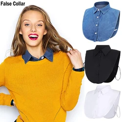 Colarinho falso destacável para homens e mulheres, lapela para senhoras, blusa de meia camisa, gola removível, acessórios unissex, decoração do pescoço