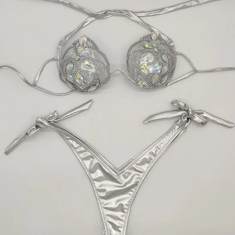 2020 Venus Vakantie Nieuwe Stijl Diamond Hollow Out Bikini Sexy Vrouwen Badmode Strass Bling Stenen Badpak Badpak