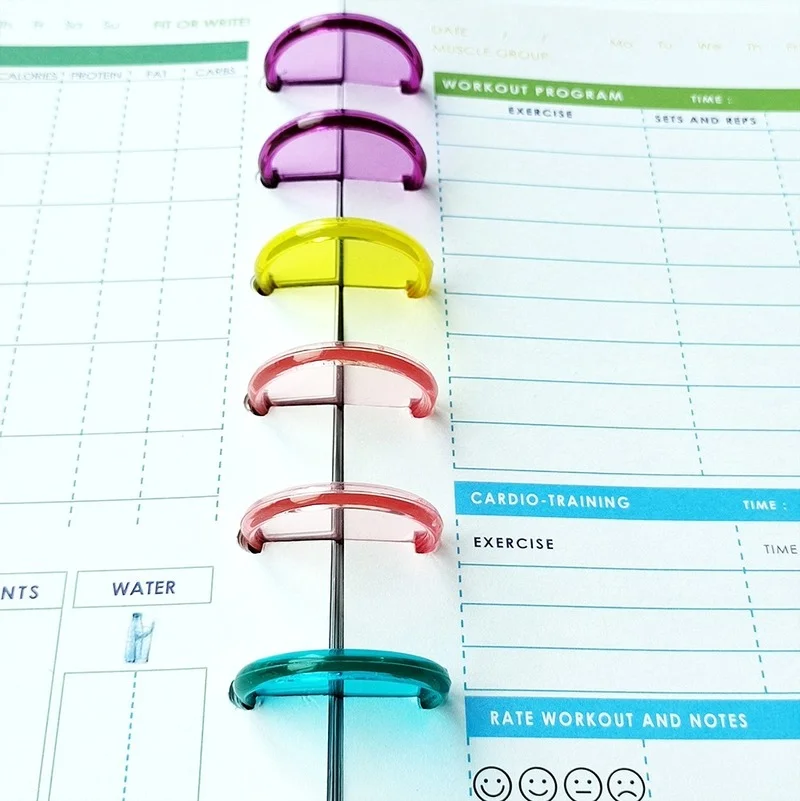 100PCS 35MM New Plastic Binding Rings Loose-leaf Binding Buckle 360 Degree DIY Notebook Rotating Disc Office Binding Supplie