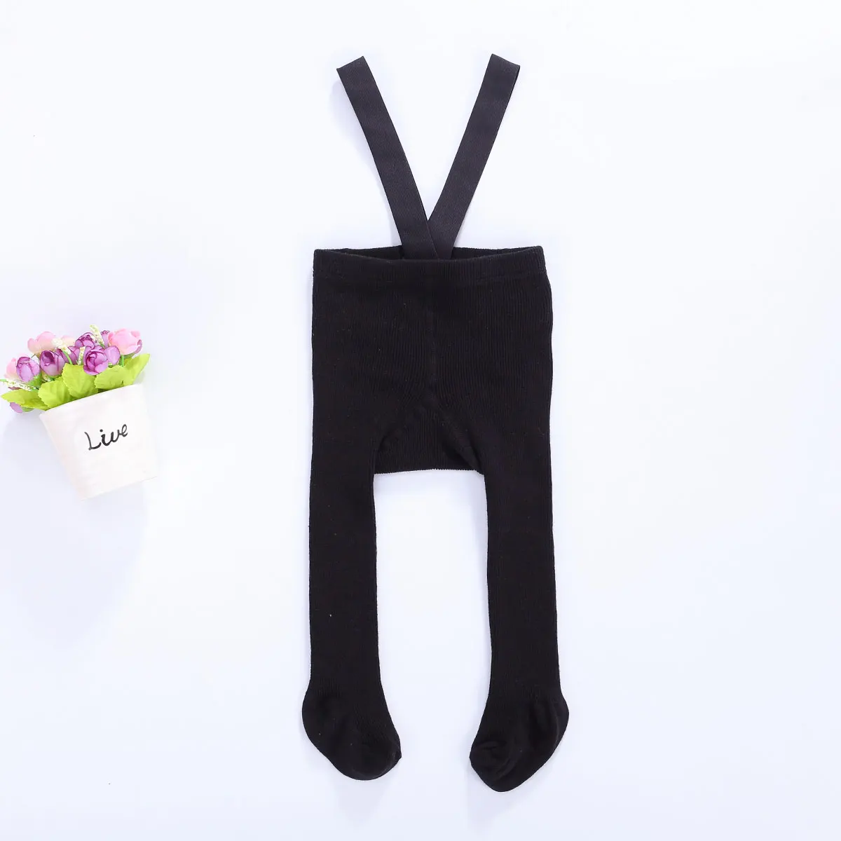 Pantimedias lisas con tirantes para niñas recién nacidas, medias elásticas de cintura alta, Leggings suaves y cálidos, otoño e invierno, 0-3 años