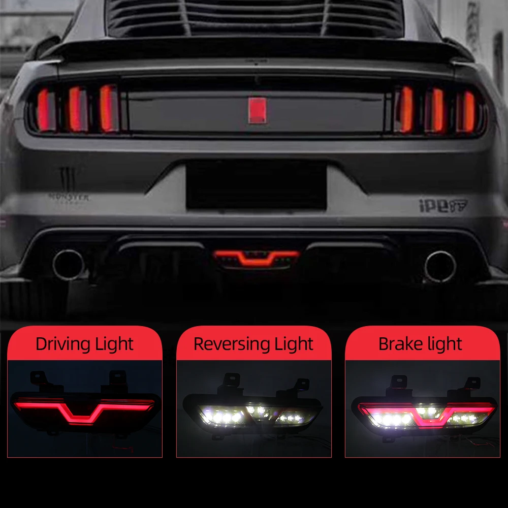 1Pcs Car LED Reflector Rear Fog Lamp Brake Light Backup Lamp Rear Bumper Light For Ford Mustang 2015 2016 2017 2018 2019 2020