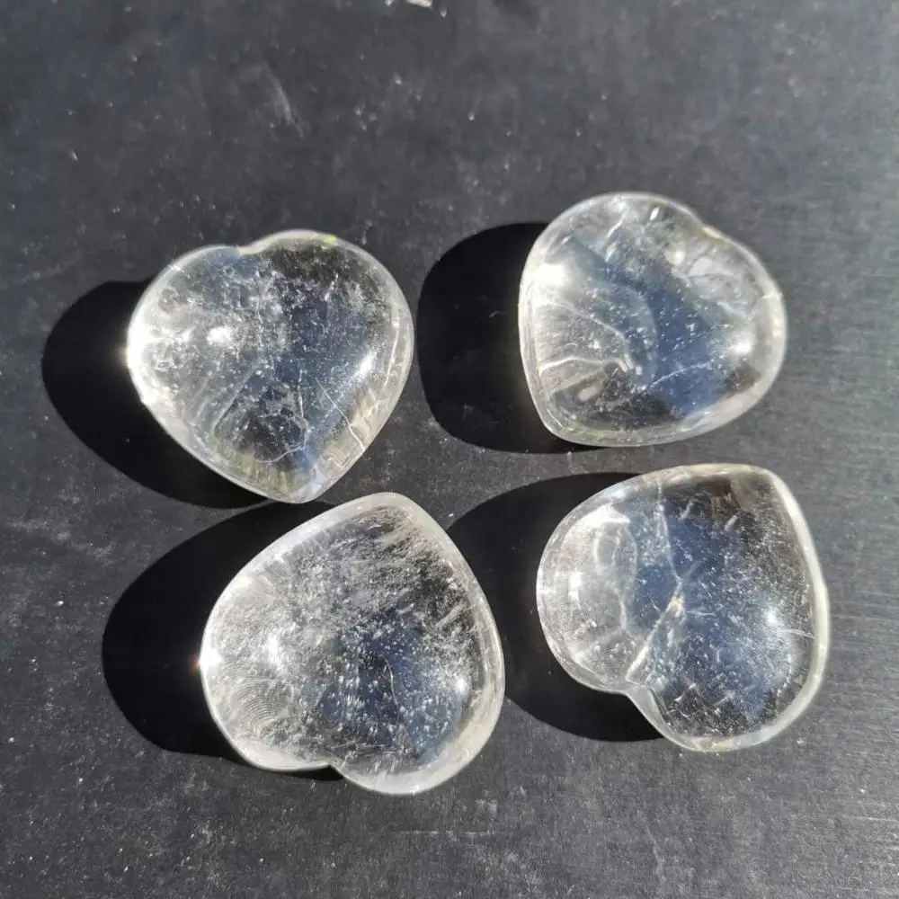 3cm Natural clear quartz crystal Heart Stone transparent Rock crystal Healing Stone