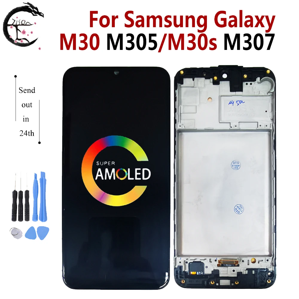 AMOLED LCD For Samsung For Galaxy M30 LCD M305 M305F M305G Display M30S M307 M307FN Screen Touch Digitizer Assembly Replacement