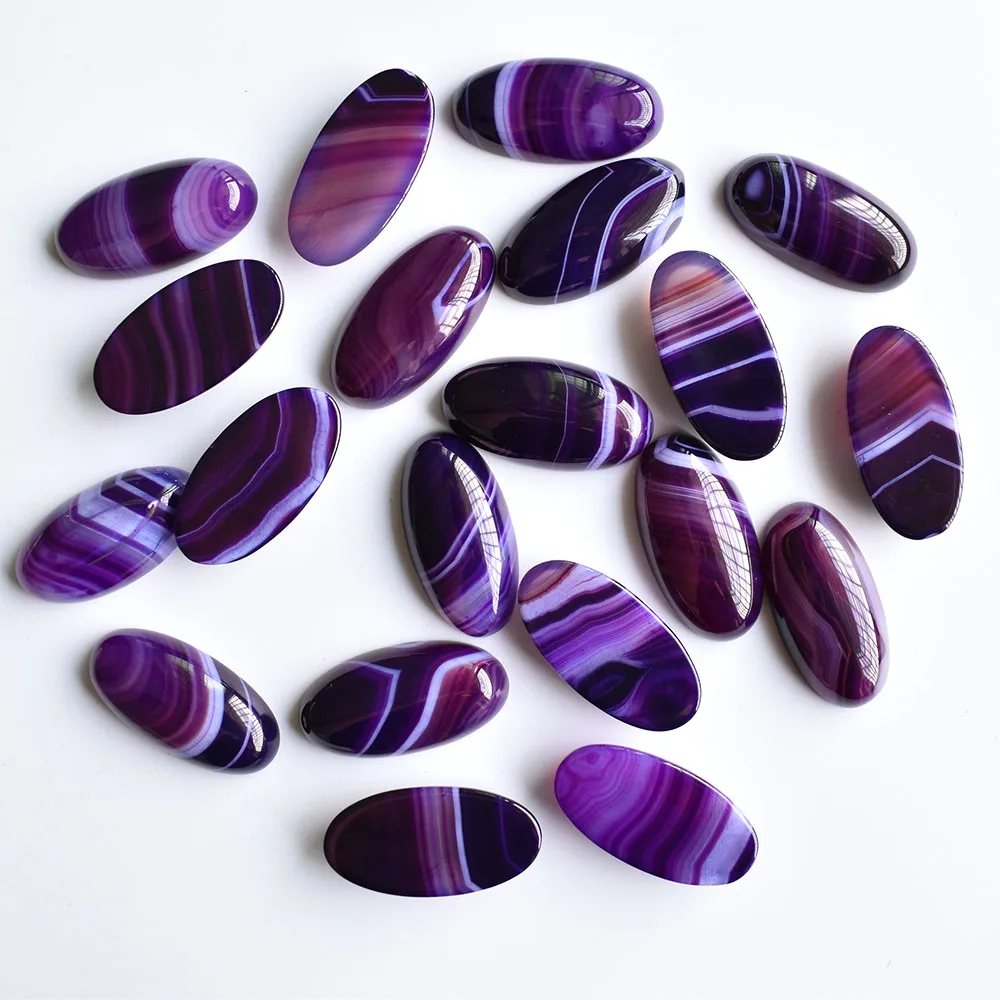 Wholesale 20pcs/Lot fashion high quality Natural stripe purple onyx oval shape cabochon beads for Jewelry making 15x30mm free