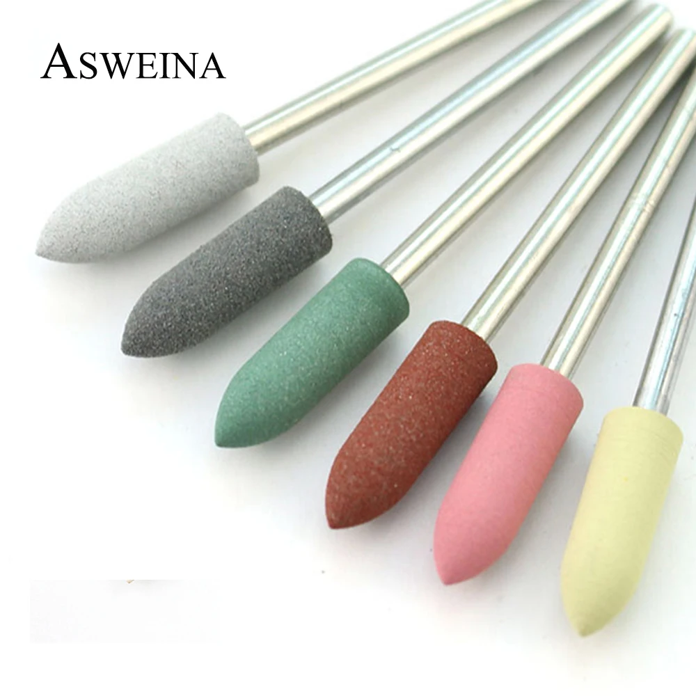 

6pc Silicone Nail Drill Rotary Burr Set Mix Color Bits Cuticle Clean For Pedicure Manicure Machine Accessory Tool