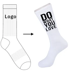 OEM Custom Made Print Logo Own Designer Luxury Cotton Sports Women Sox Happy Baby Socks Funny Crew Embroidery Men Sock