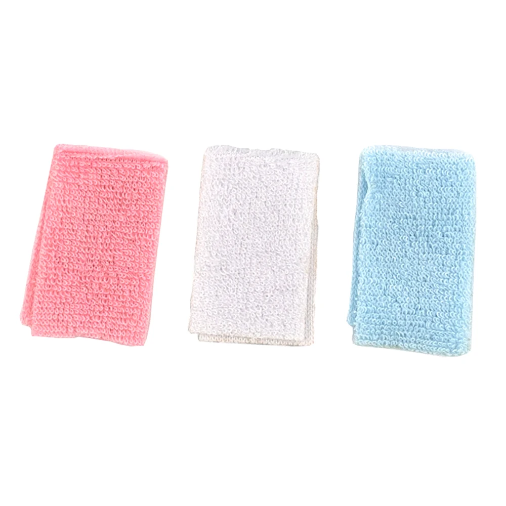 3Pcs 1/12 Dollhouse Miniature Accessories Mini Bathroom Hand Towel Model for Doll House Decoration ob11