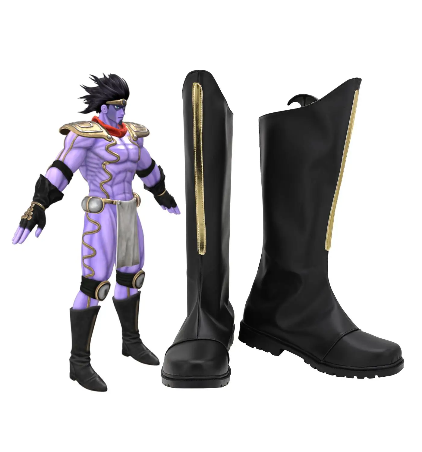 

JOJO Star Platinum Boots Cosplay JoJo's Bizarre Adventure Jotaro Kujo Stand Star Platinum Cosplay Shoes Black Boots