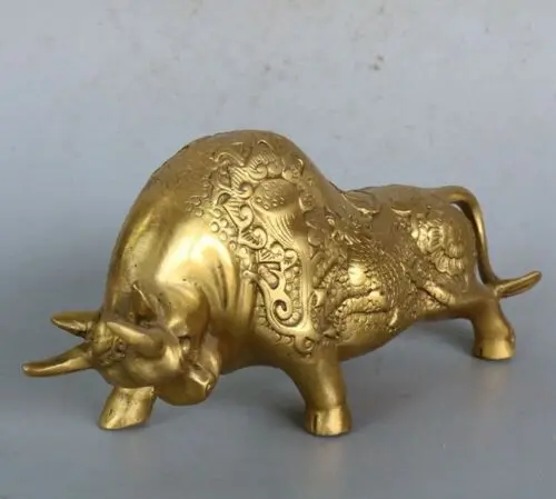 

Chinese antiques Fengshui copper ware brass cattle statue