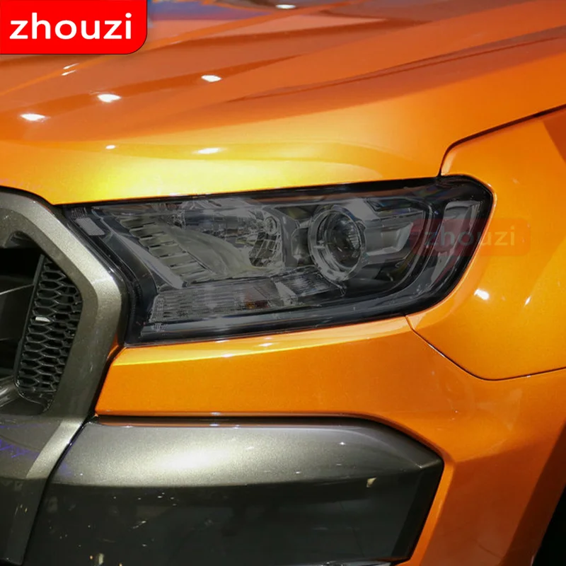 

2 шт. для Ford Ranger Wildtrak Raptor 2015-гг. в., тинт для автомобильных фар, Черная защитная пленка, прозрачные наклейки из ТПУ, аксессуары