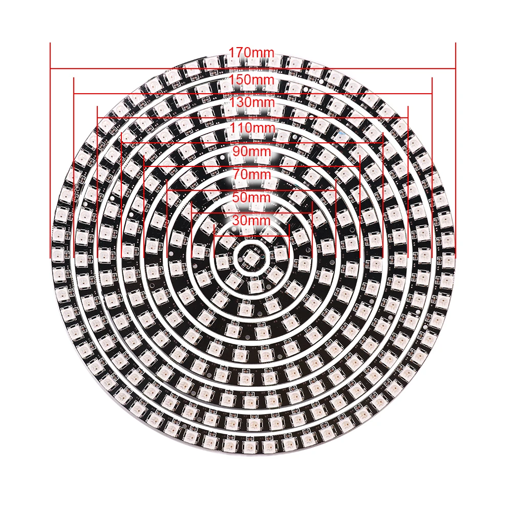 Addressable Pixel WS2812B RGB LED Rings WS2812 SK6812 5050 RGB LED Strip Ring DC5V WS2811 IC Built-in Addressable Strip 1-241LED