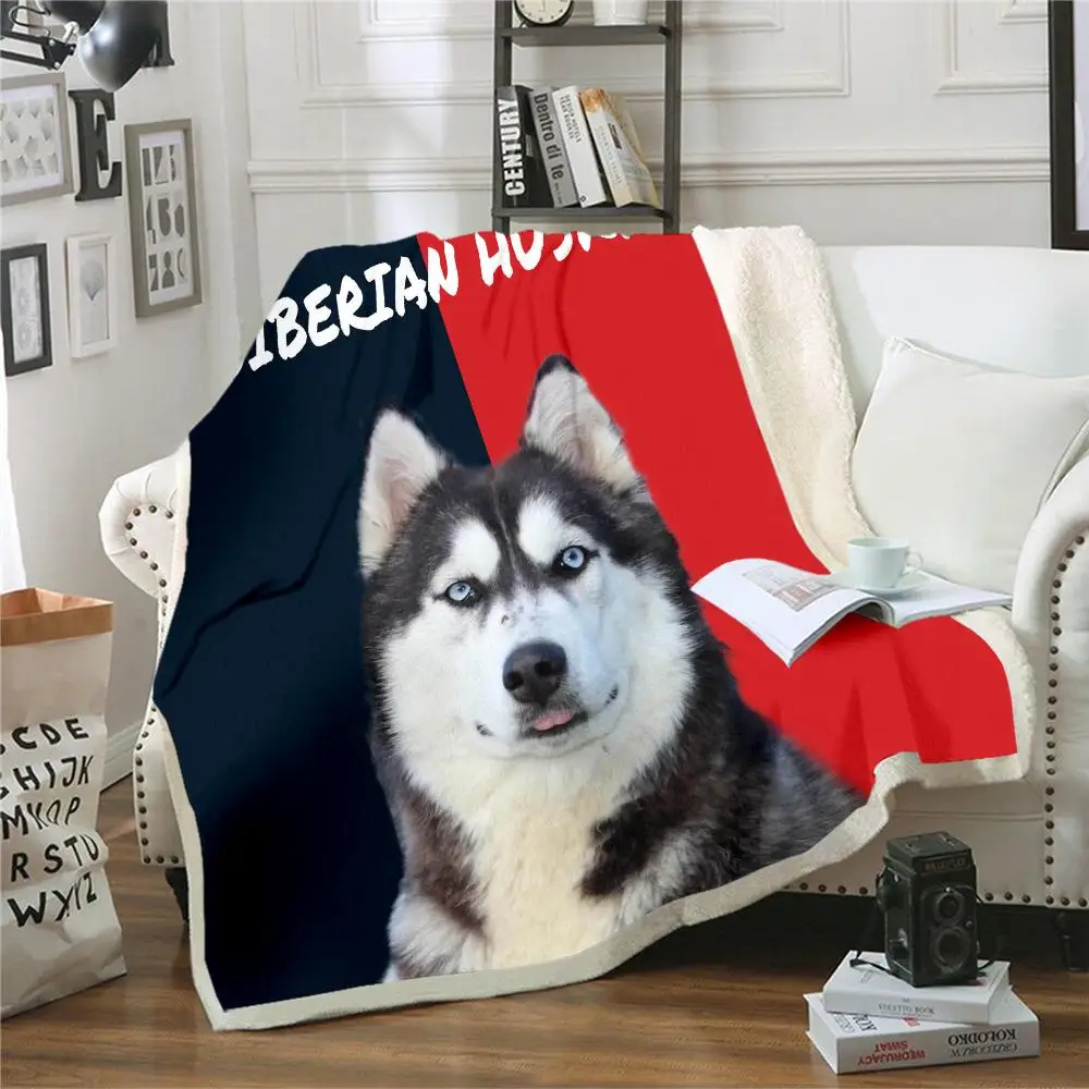 

CLOOCL Best Friend Siberian Husky Double Layer Blanket 3D Blanket Beds for Office Blankets Hiking Picnic Blanket Drop Shipping